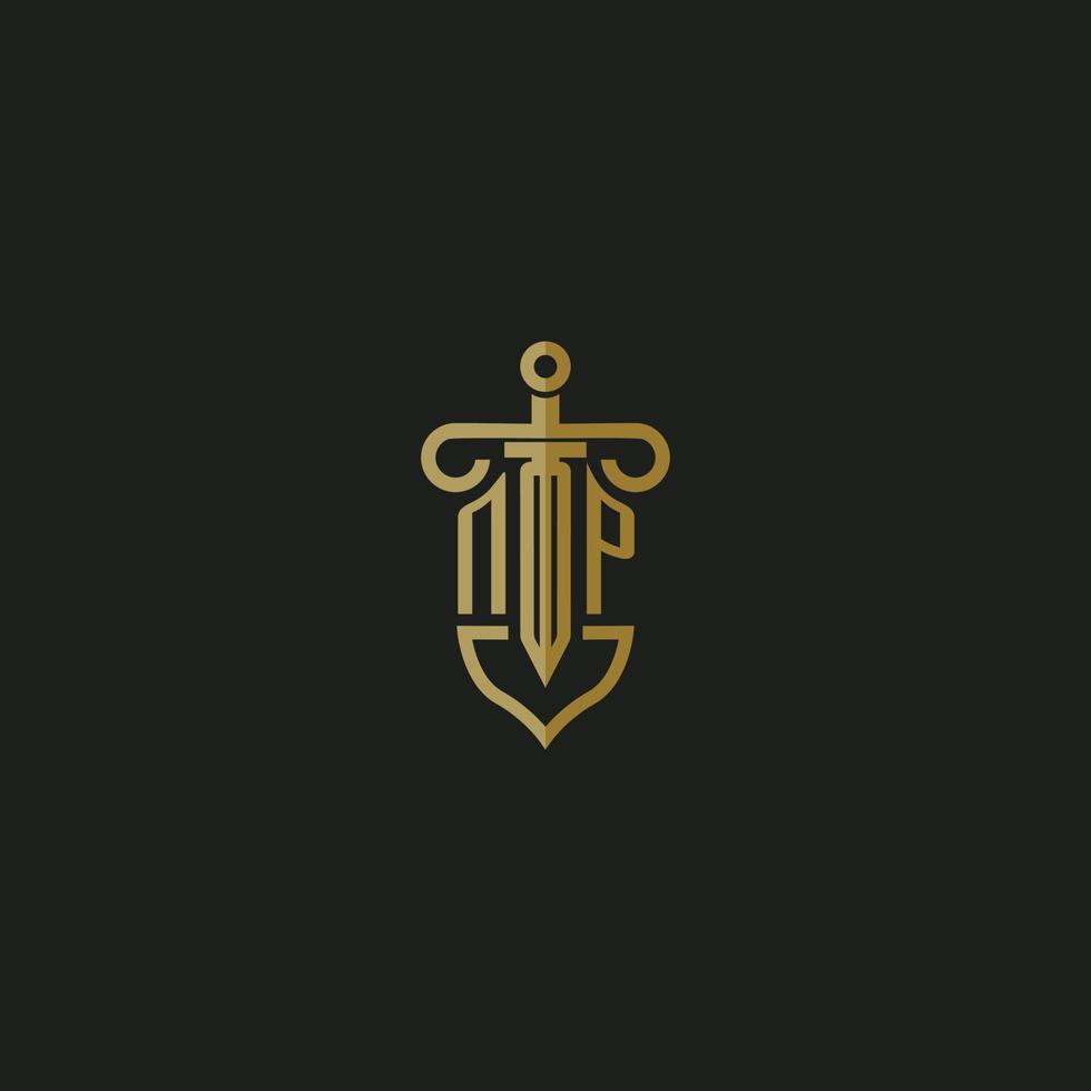 NP initial monogram logo design for law firm vector image