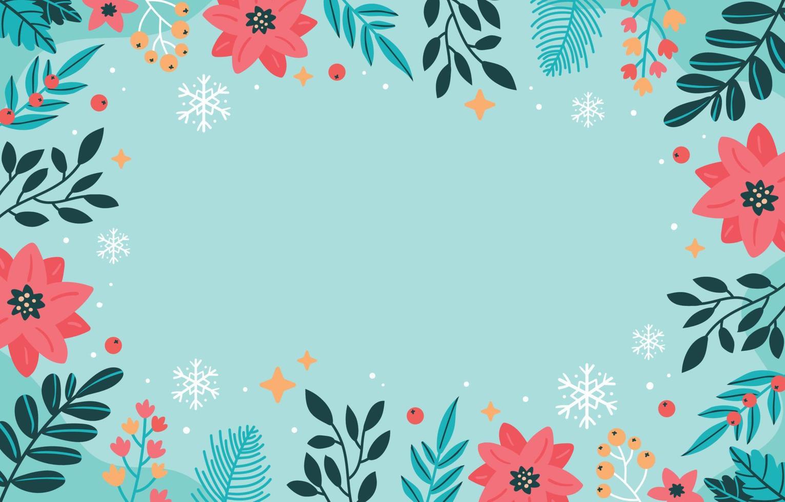 Winter Floral Border Frame vector