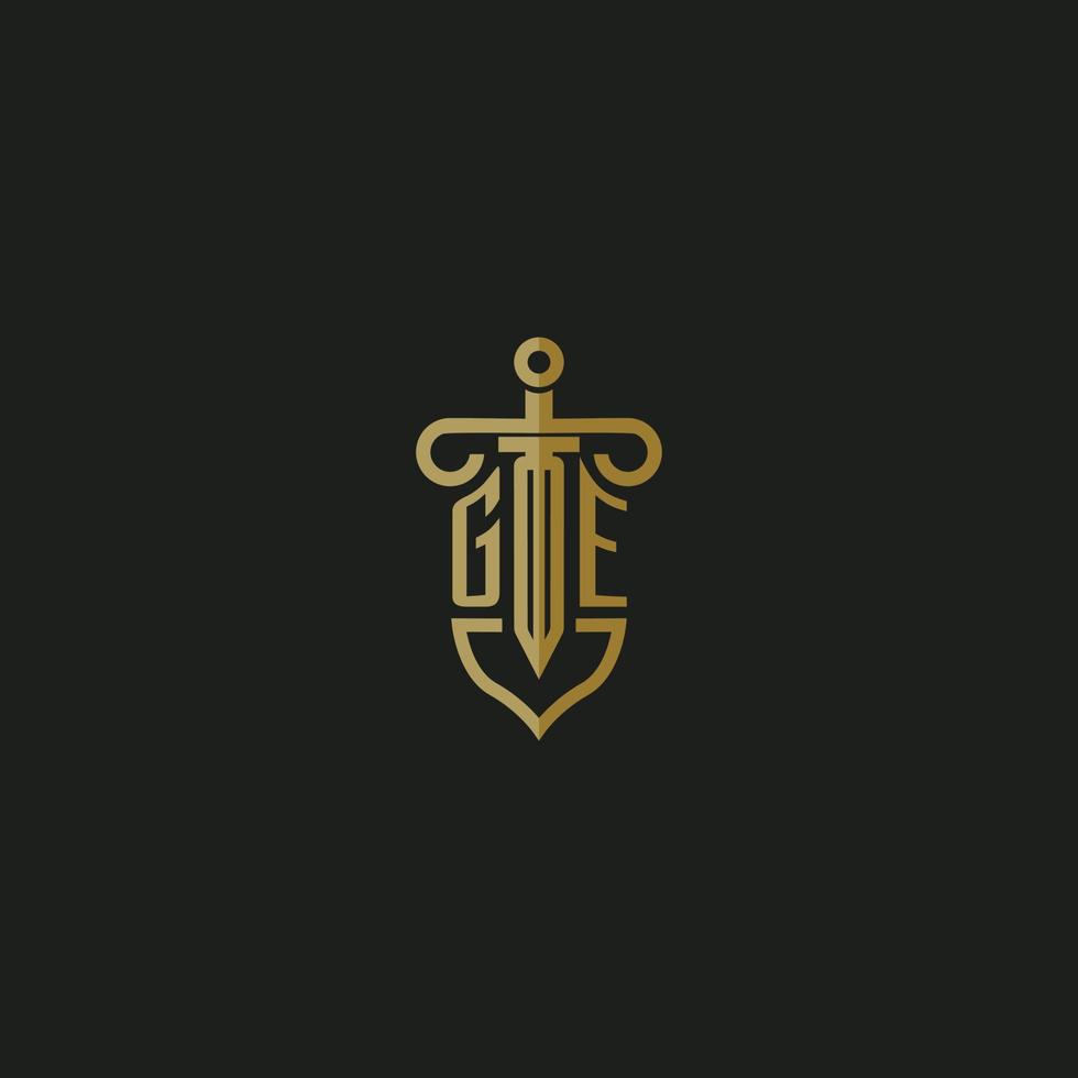 GE initial monogram logo design for law firm vector image