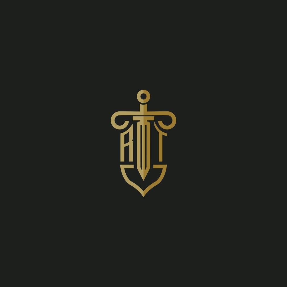 RT initial monogram logo design for law firm vector image
