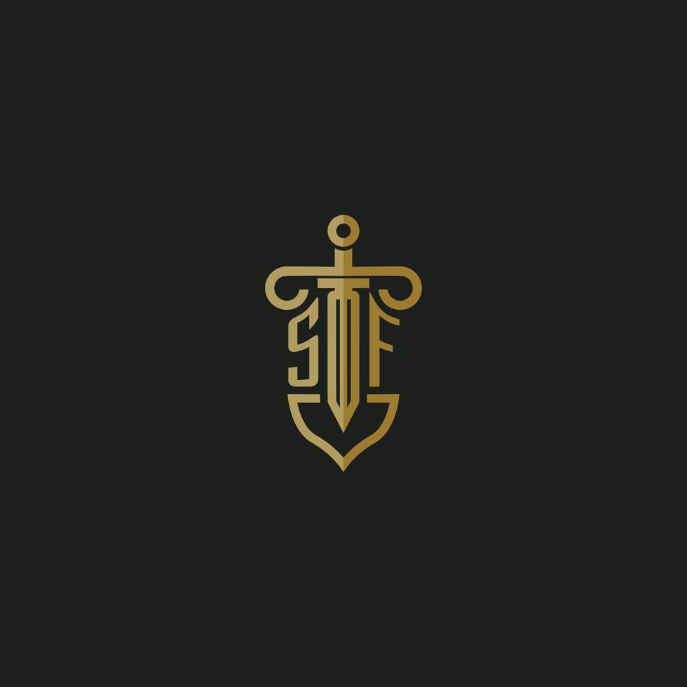 SF initial monogram logo design for law firm vector image