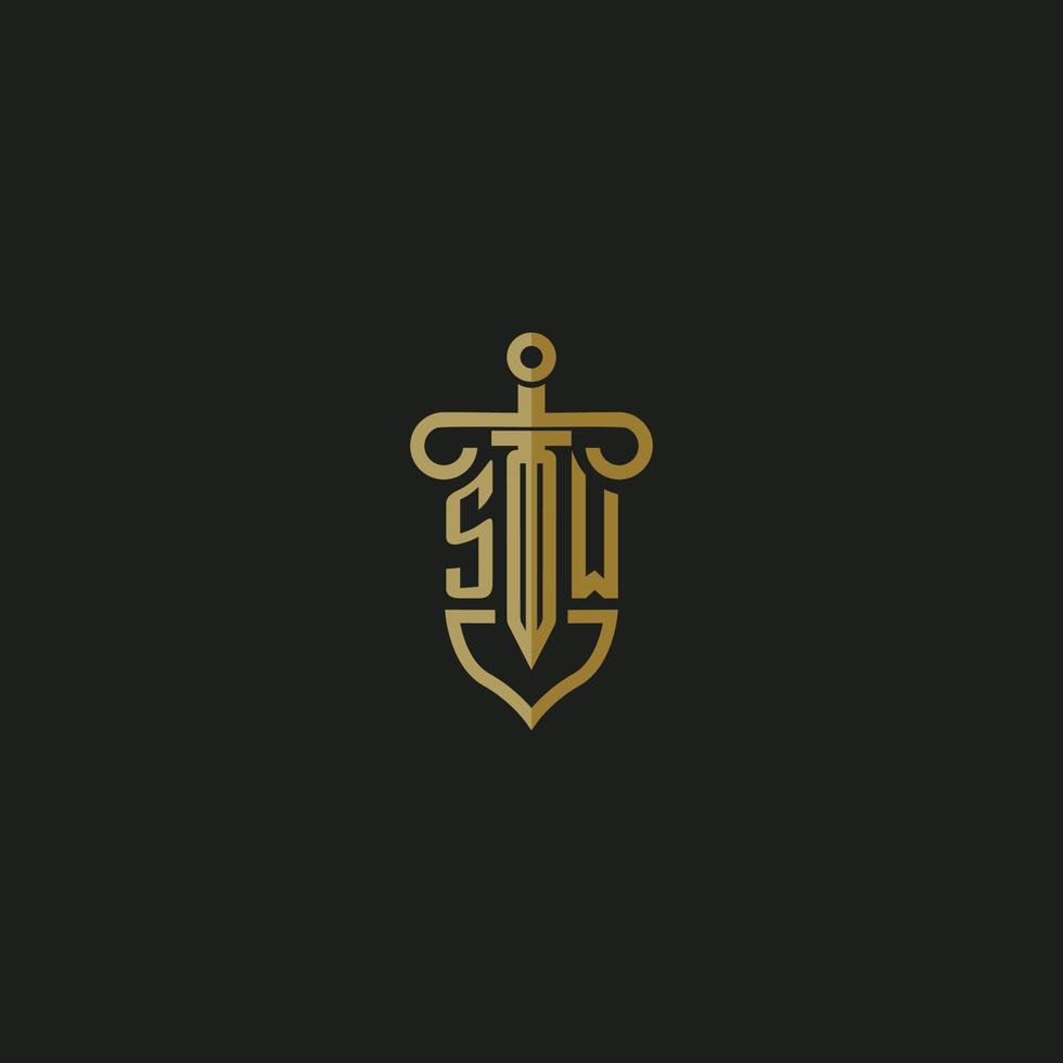 SW initial monogram logo design for law firm vector image