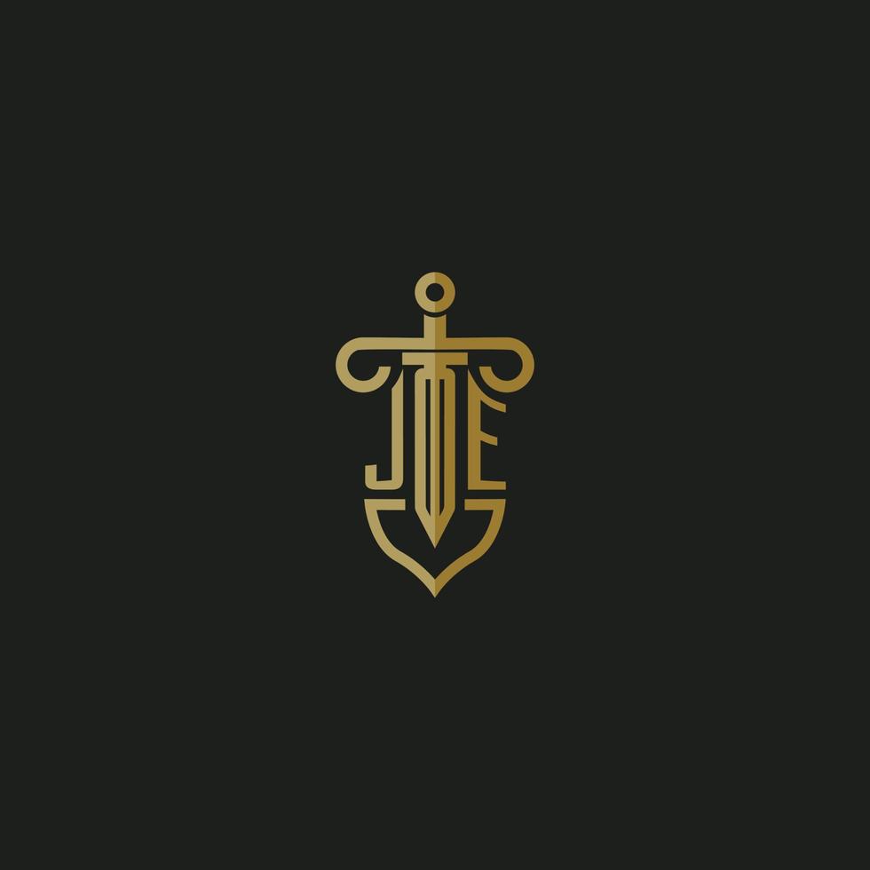 JE initial monogram logo design for law firm vector image