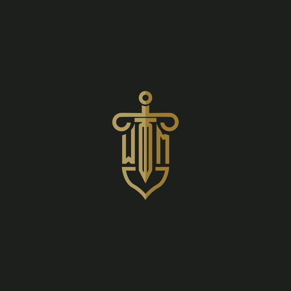 WM initial monogram logo design for law firm vector image