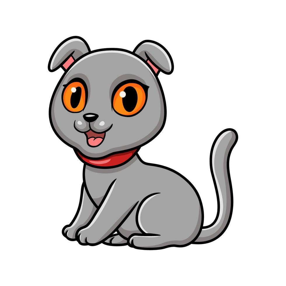 Cute scottish fold cat cartoon vector