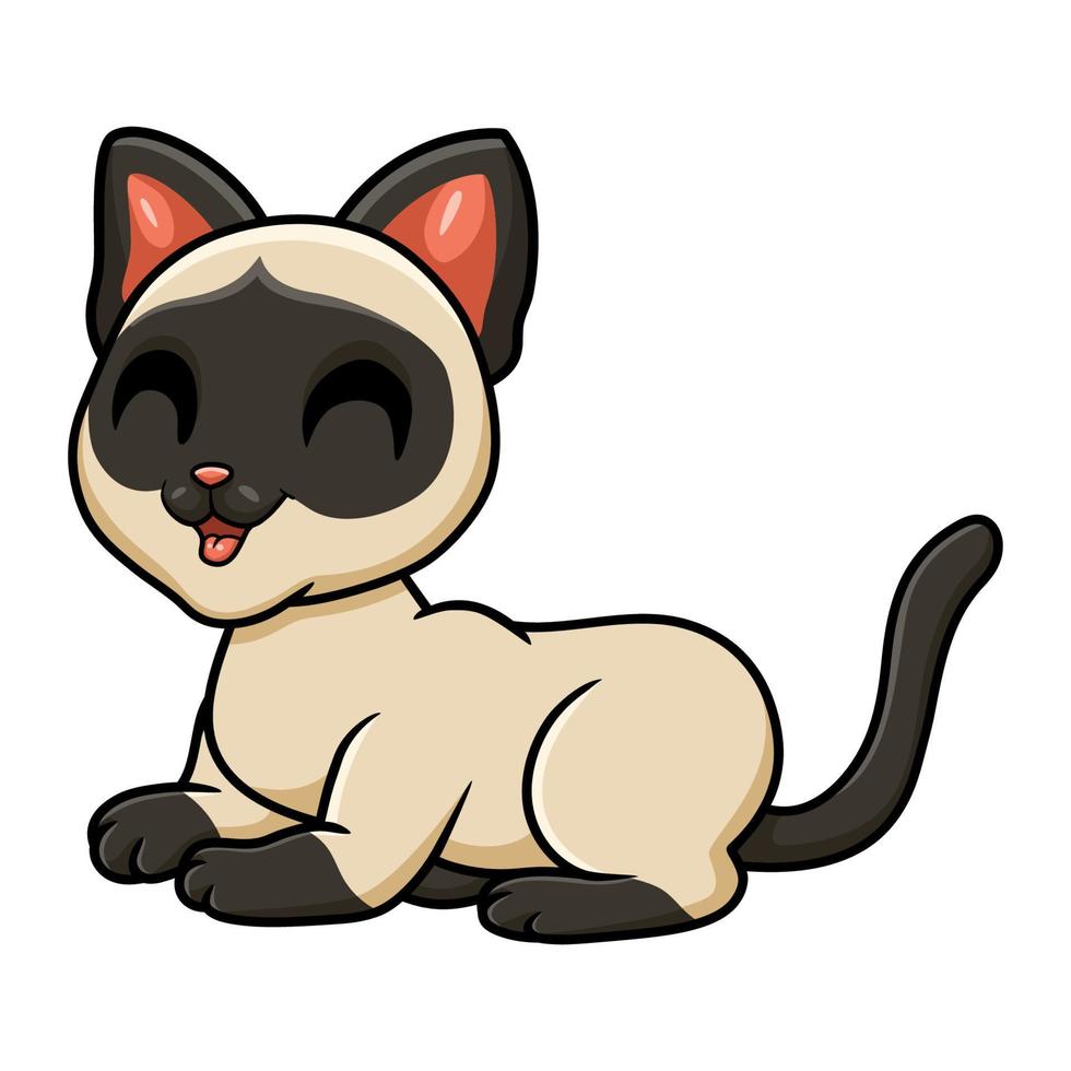 Cute siamese cat cartoon sitting vector