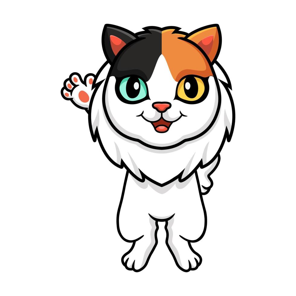 Cute dibujos animados de gato furgoneta turca agitando la mano vector