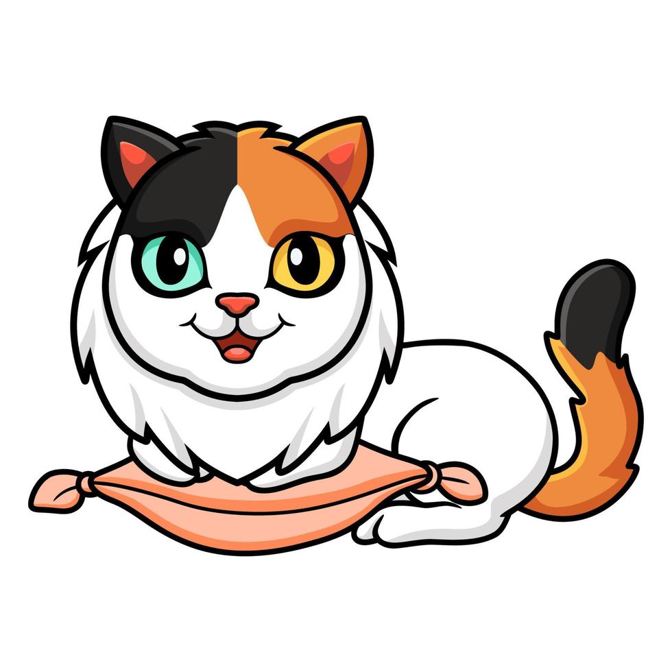 Cute turkish van cat cartoon on the pillow vector