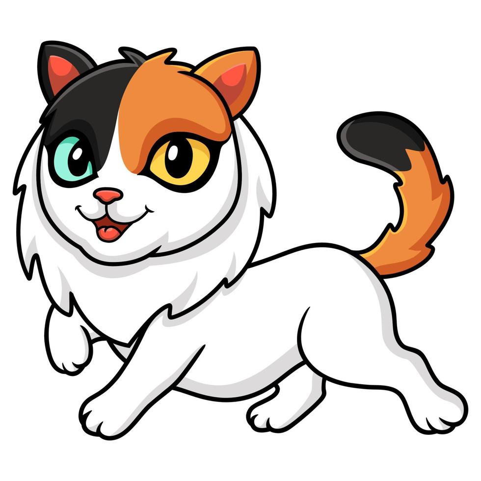 Cute turkish van cat cartoon walking vector