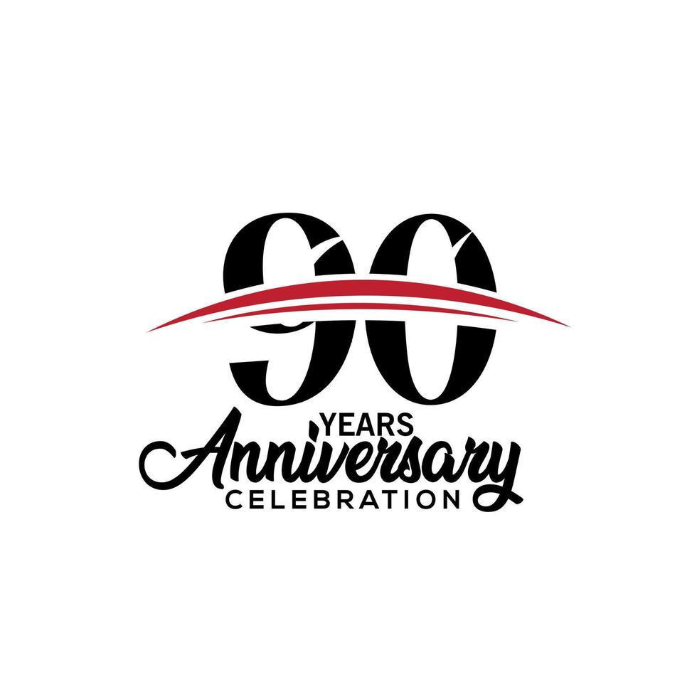 90th anniversary celebration design template for booklet with red and black colour , leaflet, magazine, brochure poster, web, invitation or greeting card. Vector illustration.