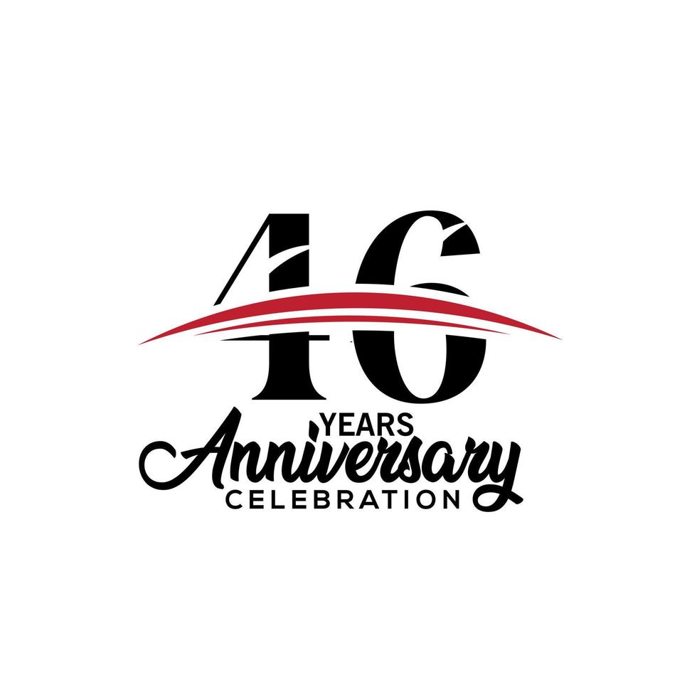 46th anniversary celebration design template for booklet with red and black colour , leaflet, magazine, brochure poster, web, invitation or greeting card. Vector illustration.