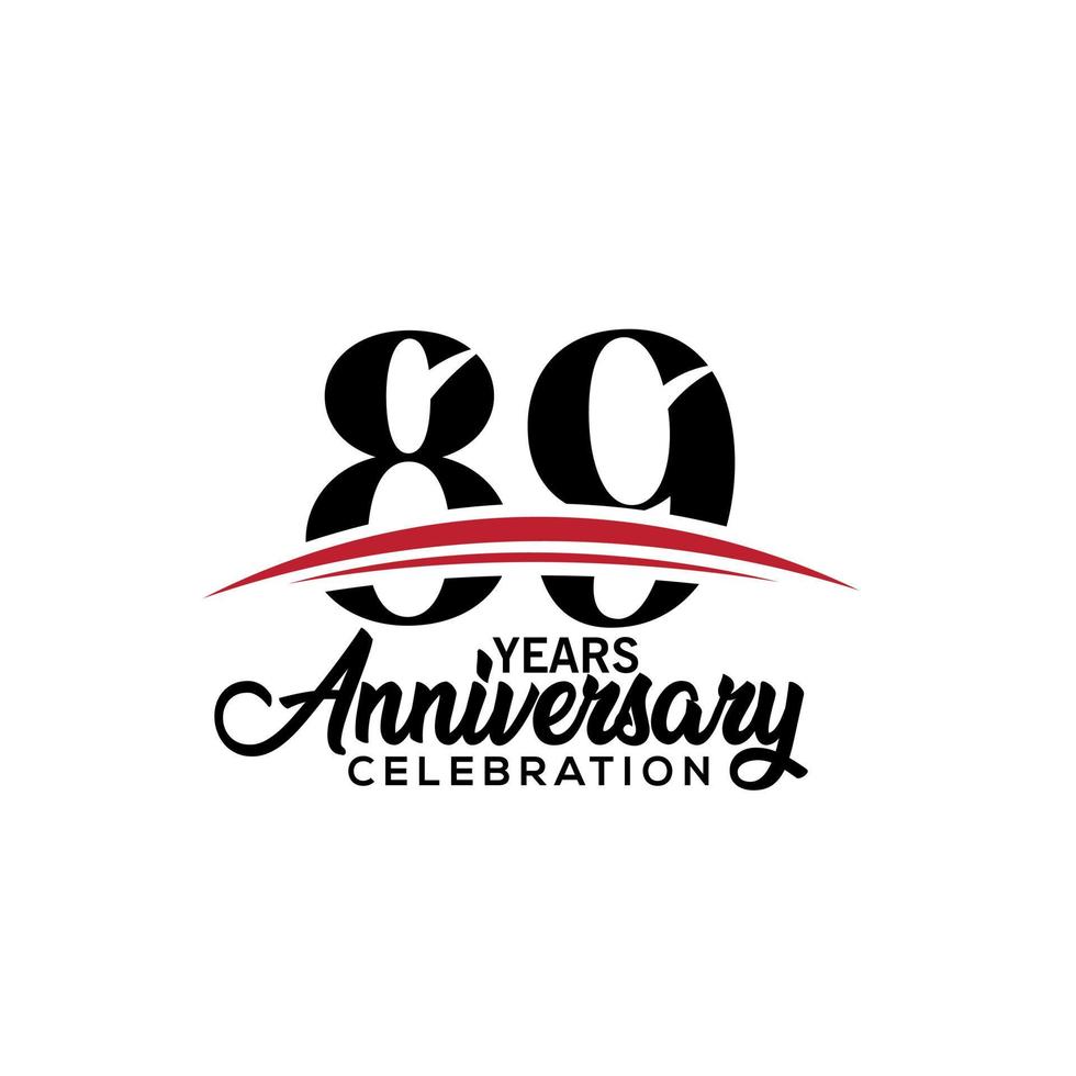 89th anniversary celebration design template for booklet with red and black colour , leaflet, magazine, brochure poster, web, invitation or greeting card. Vector illustration.