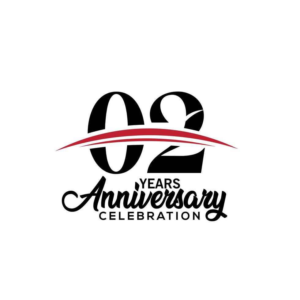 02nd anniversary celebration design template for booklet with red and black colour , leaflet, magazine, brochure poster, web, invitation or greeting card. Vector illustration.