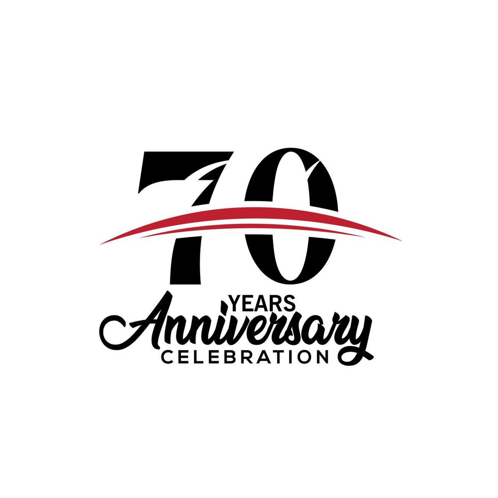 70th anniversary celebration design template for booklet with red and black colour , leaflet, magazine, brochure poster, web, invitation or greeting card. Vector illustration.