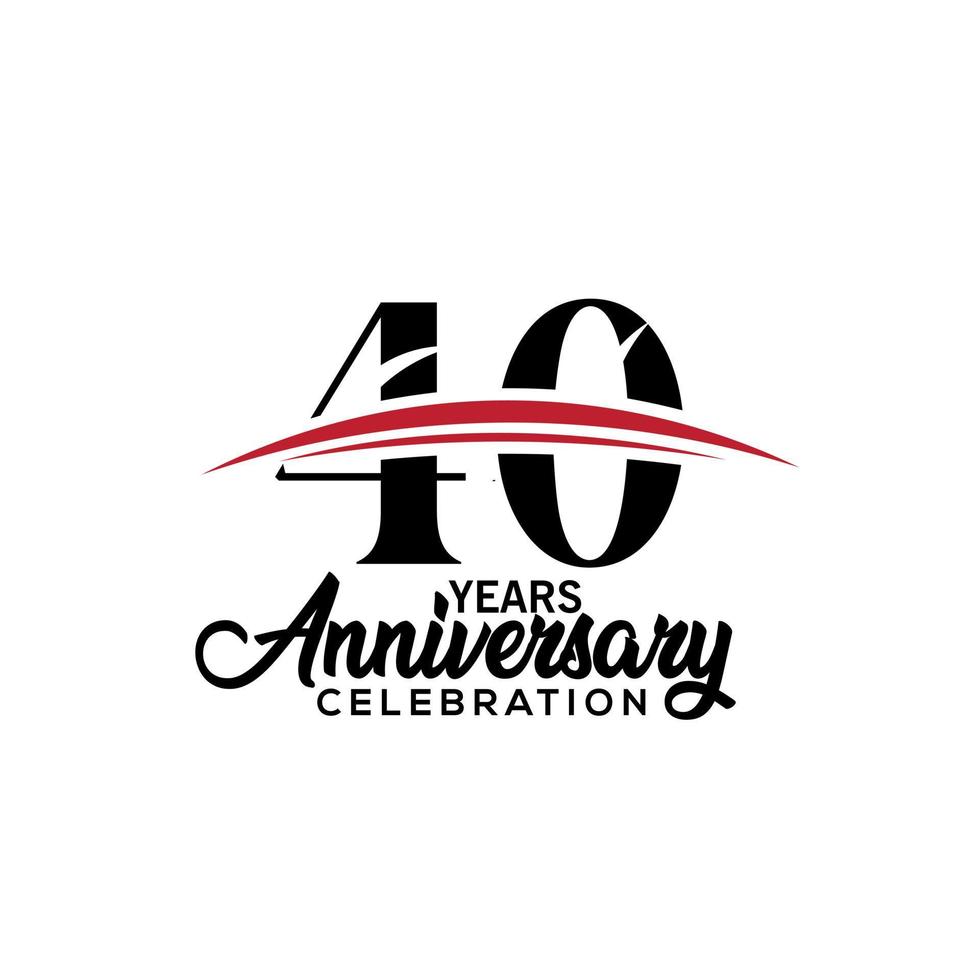 40th anniversary celebration design template for booklet with red and black colour , leaflet, magazine, brochure poster, web, invitation or greeting card. Vector illustration.