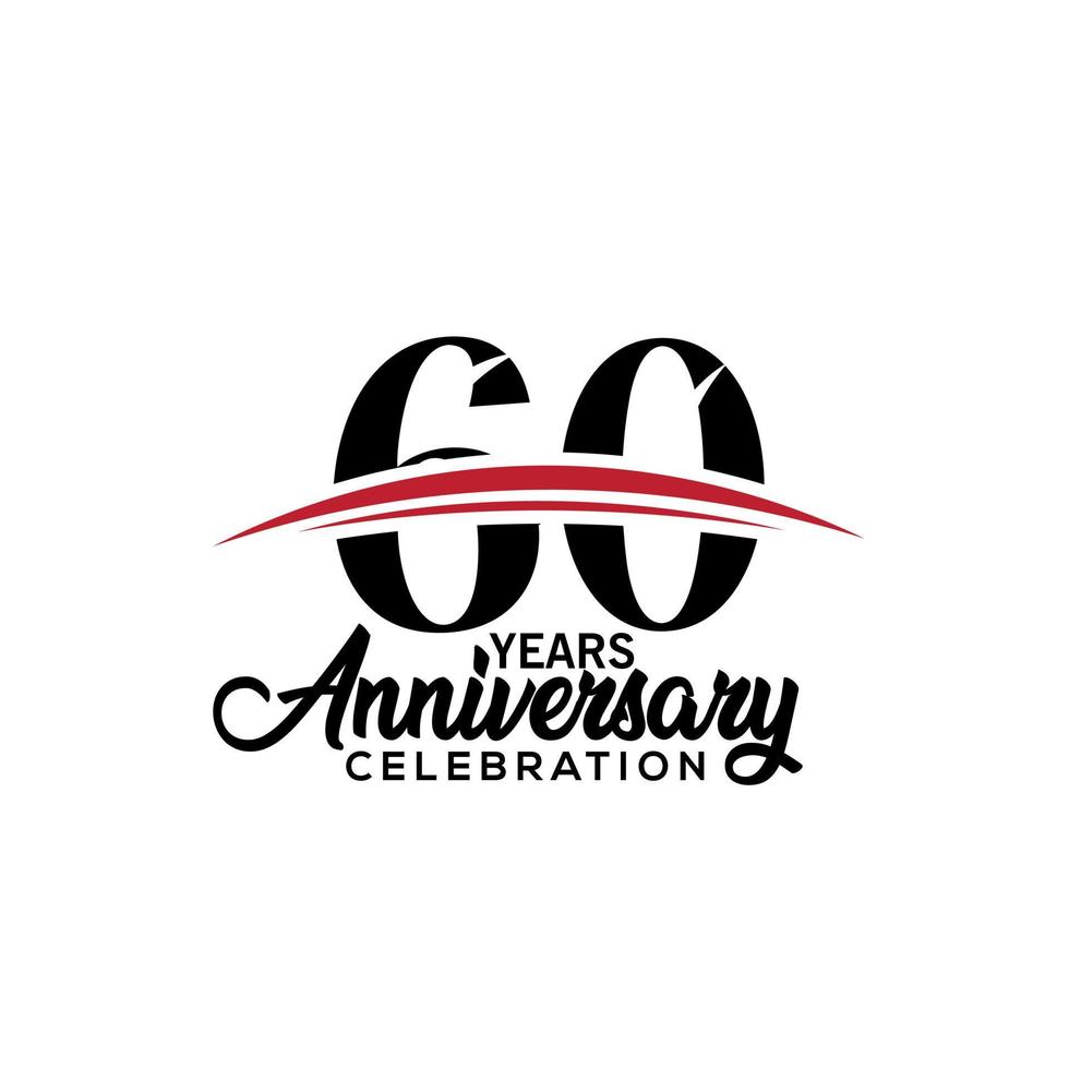 60th anniversary celebration design template for booklet with red and black colour , leaflet, magazine, brochure poster, web, invitation or greeting card. Vector illustration.