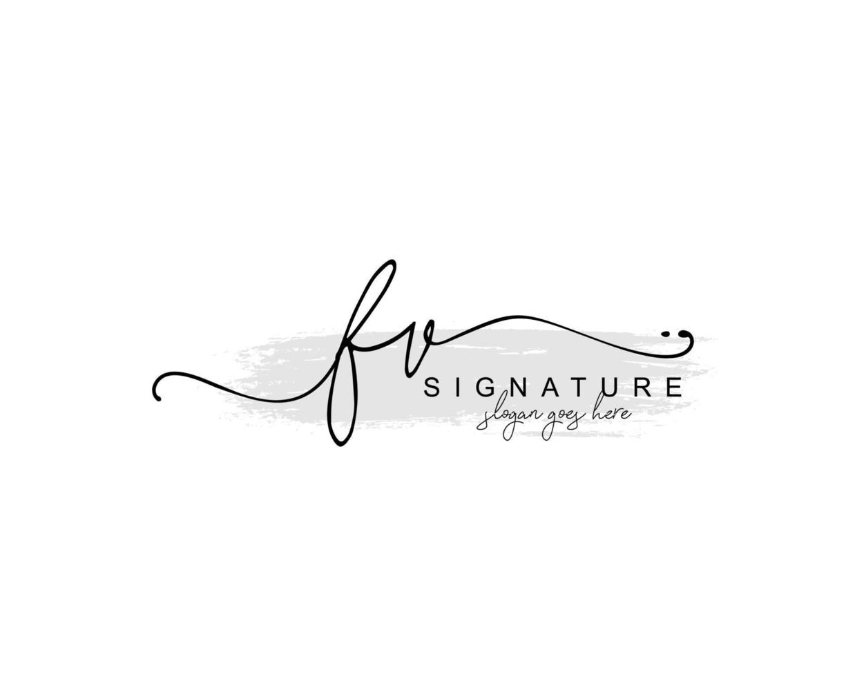 Initial FV beauty monogram and elegant logo design, handwriting logo of initial signature, wedding, fashion, floral and botanical with creative template. vector