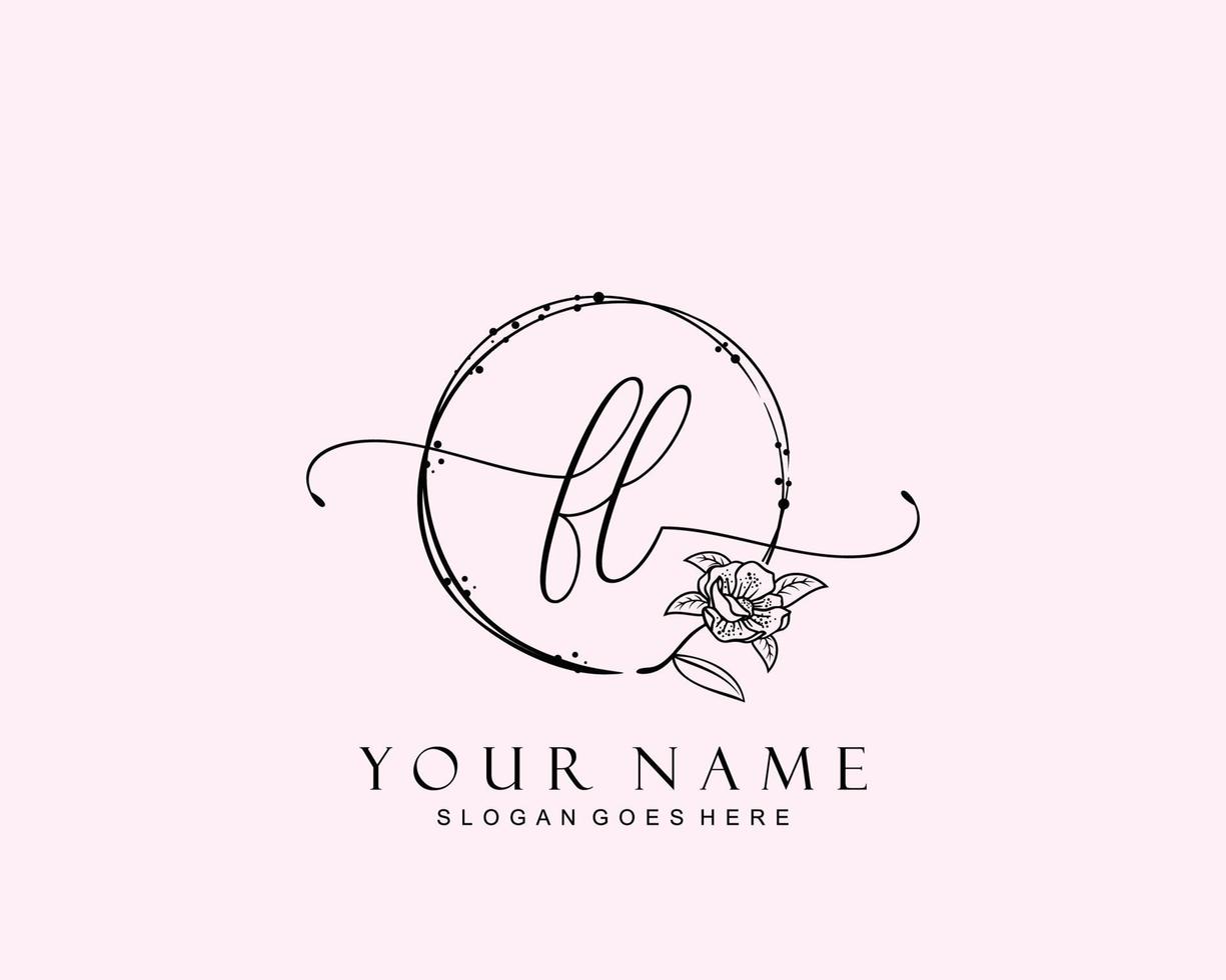Initial FL beauty monogram and elegant logo design, handwriting logo of initial signature, wedding, fashion, floral and botanical with creative template. vector