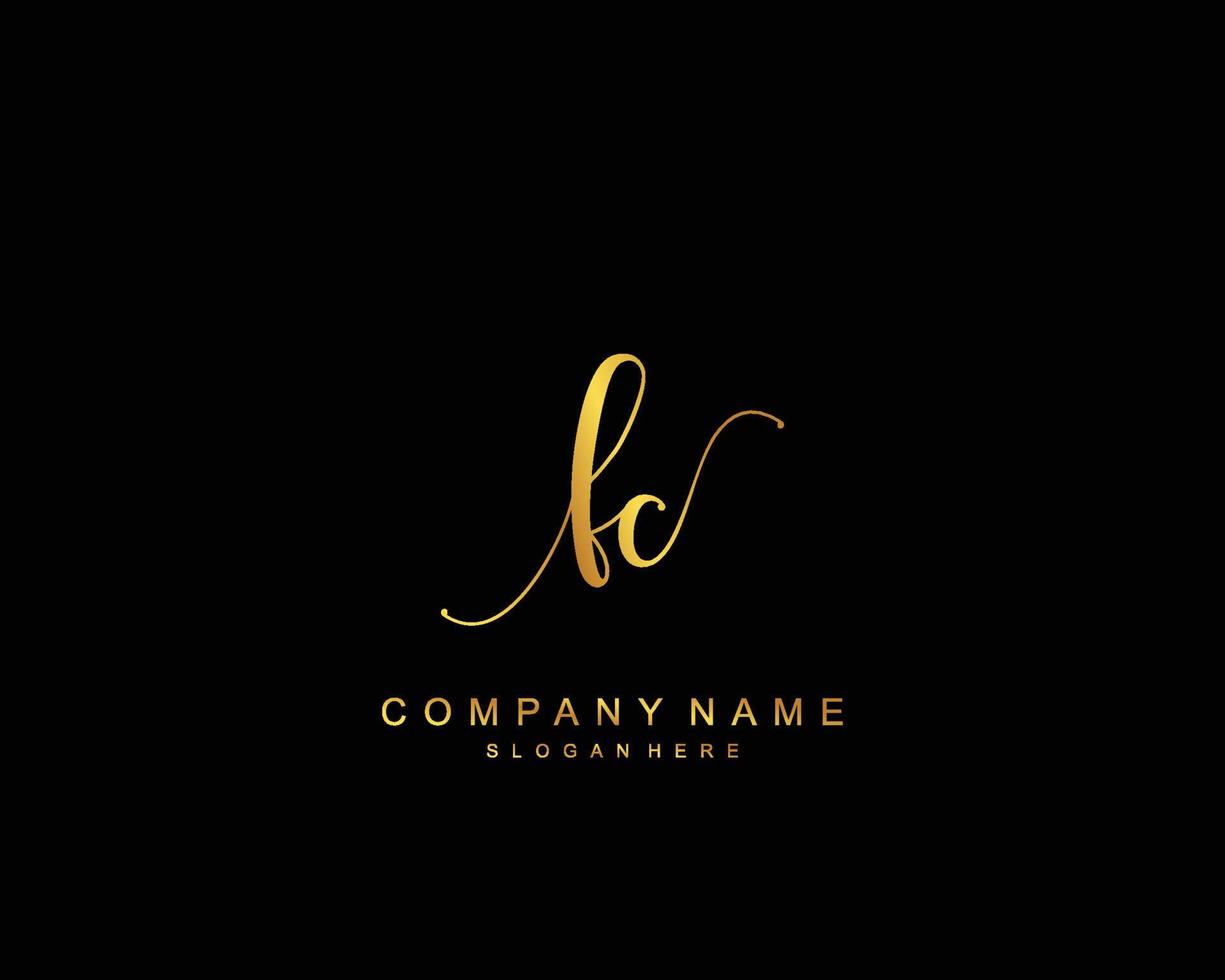 Initial FC beauty monogram and elegant logo design, handwriting logo of initial signature, wedding, fashion, floral and botanical with creative template. vector