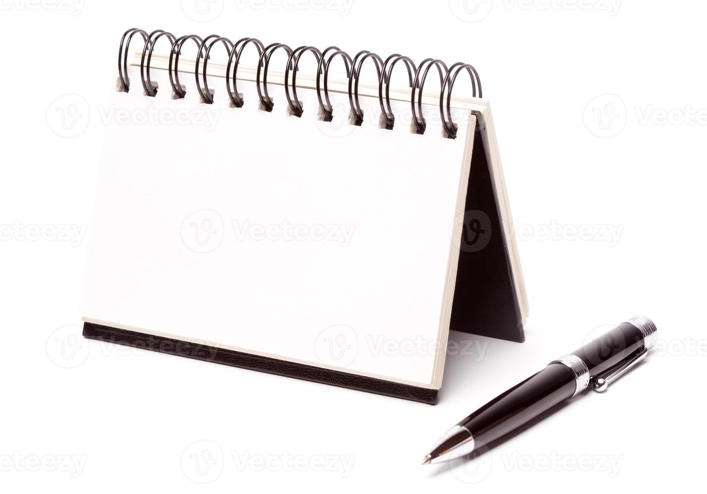 Blank Spiral Note Pad and Pen on White photo