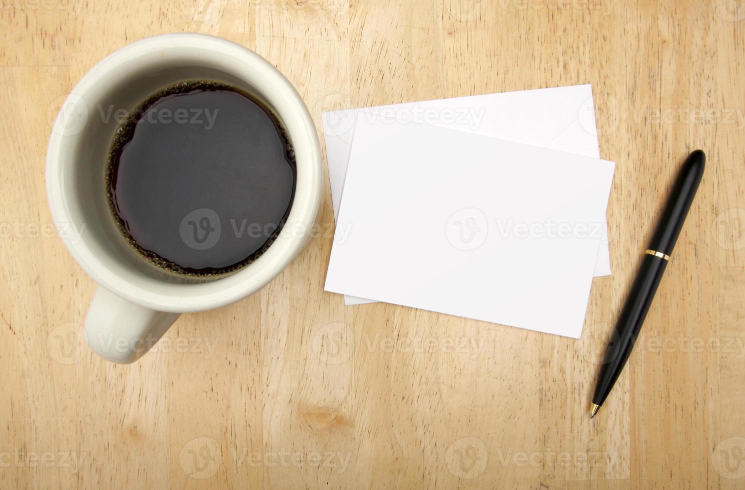 Blank Note Card, Pen and Coffee photo