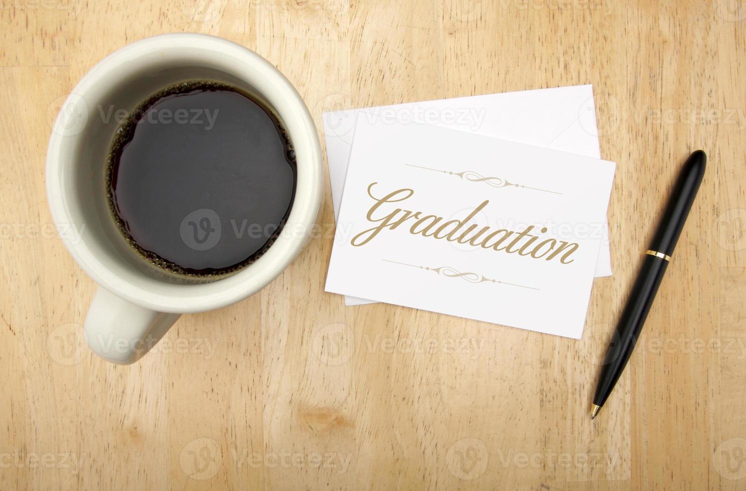 Graduation Note Card, Pen and Coffee photo