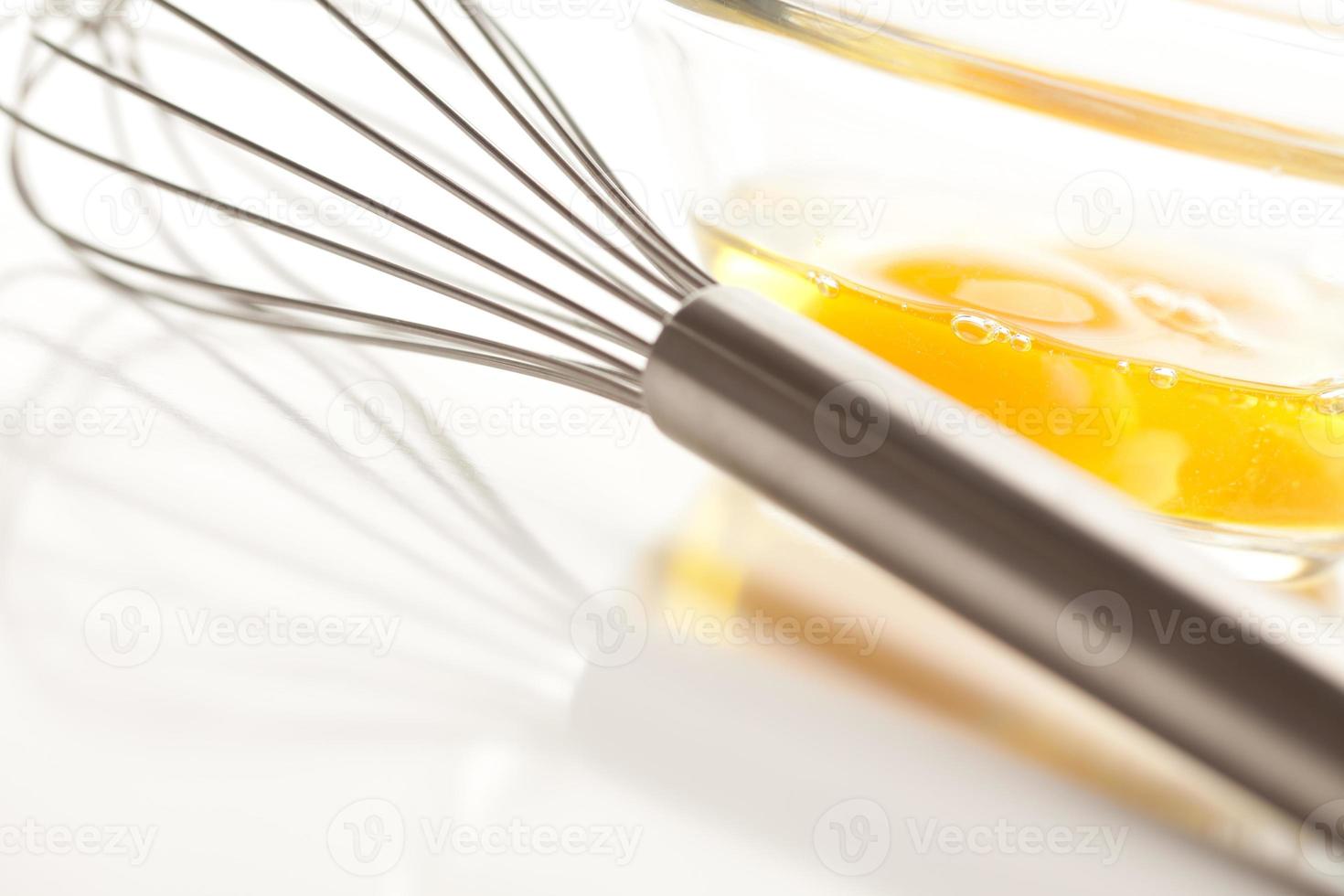 Hand Mixer with Eggs in Glass Bowl photo