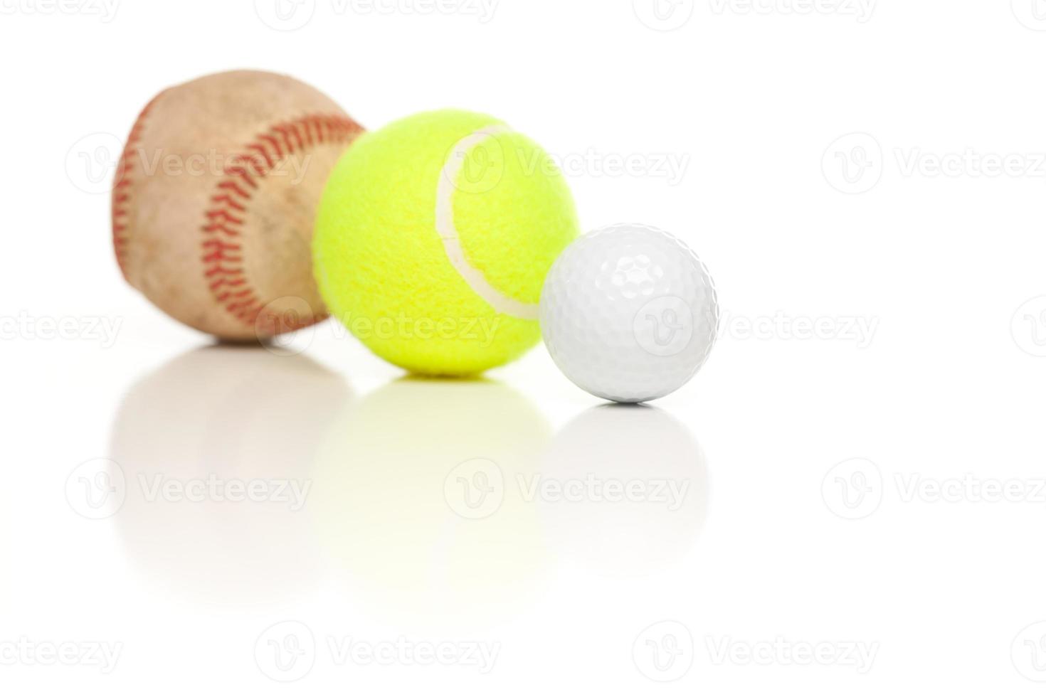 Baseball, Tennis and Golf Ball on White photo