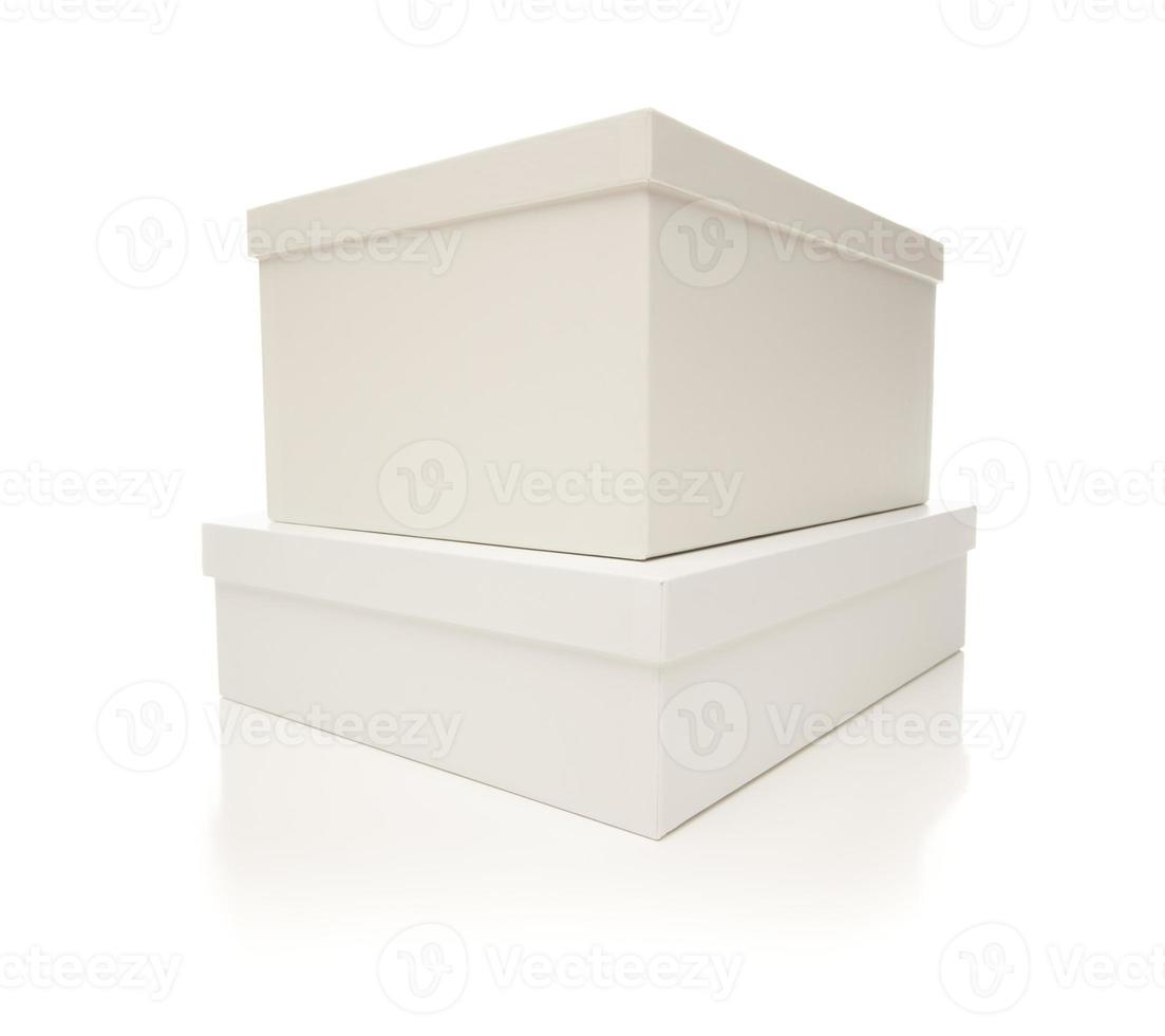 Stacked White Boxes with Lids Isolated on Background photo