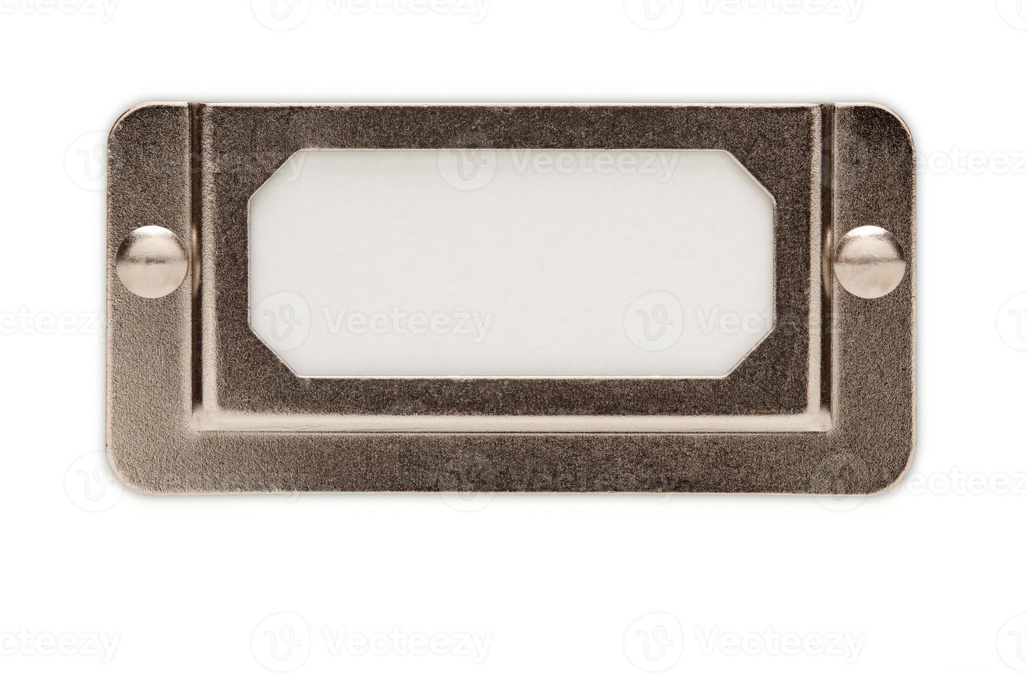 Blank Metal File Label Frame on White photo