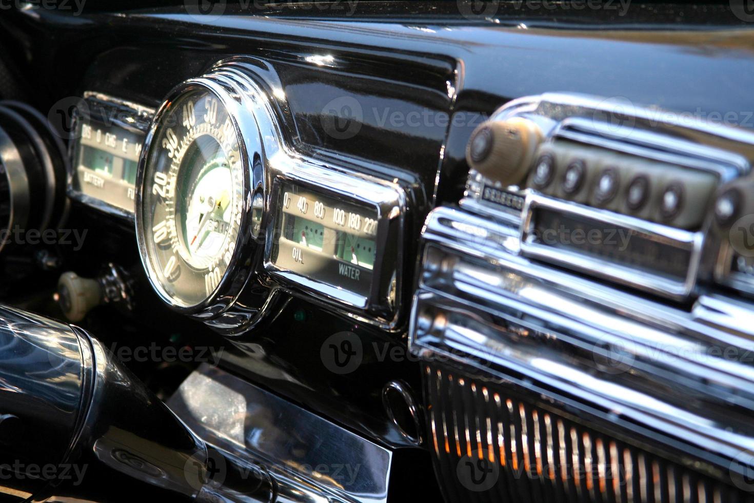 Close-up of vintage car interior. photo