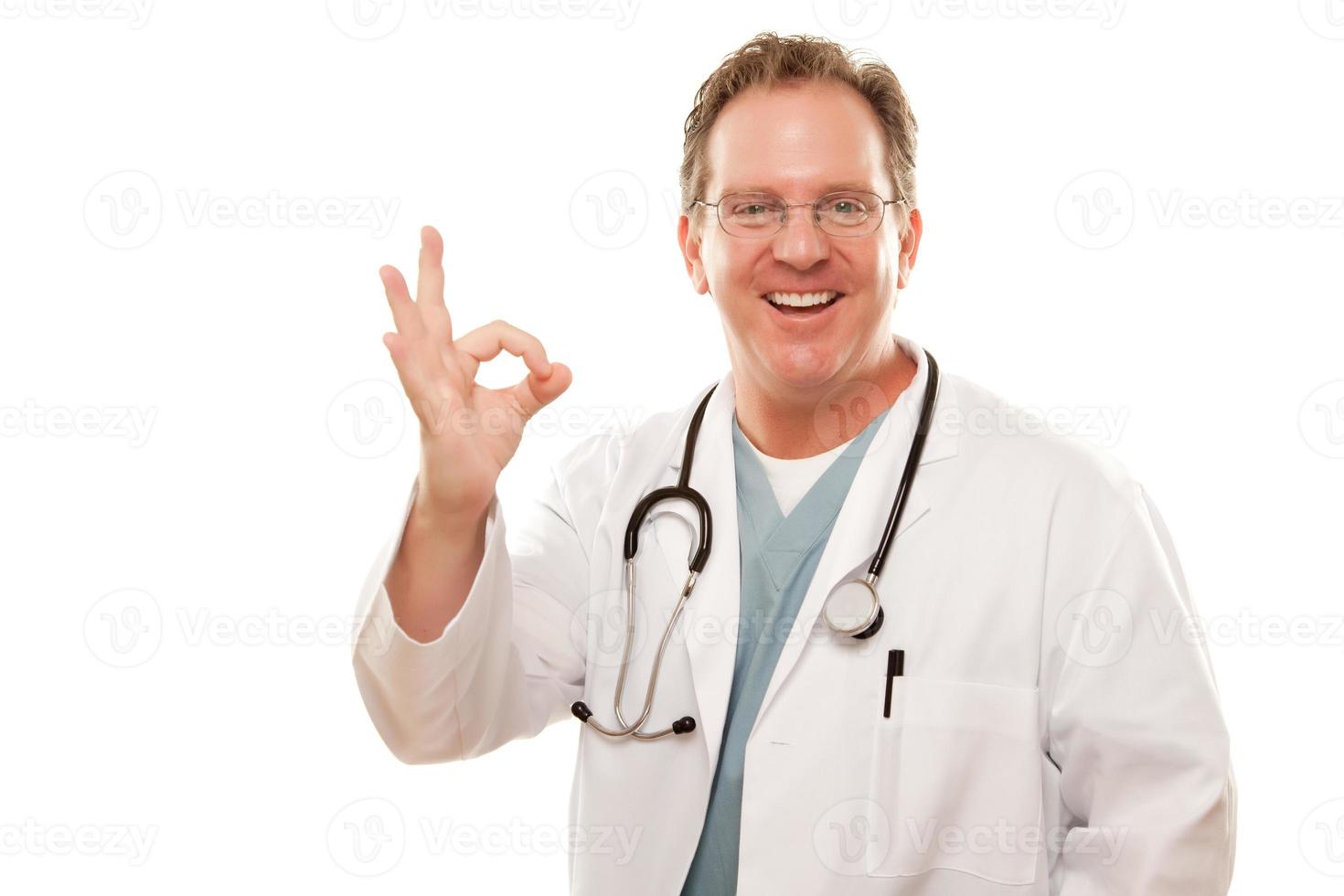 Male Doctor Giving the Okay Sign with His Hand photo