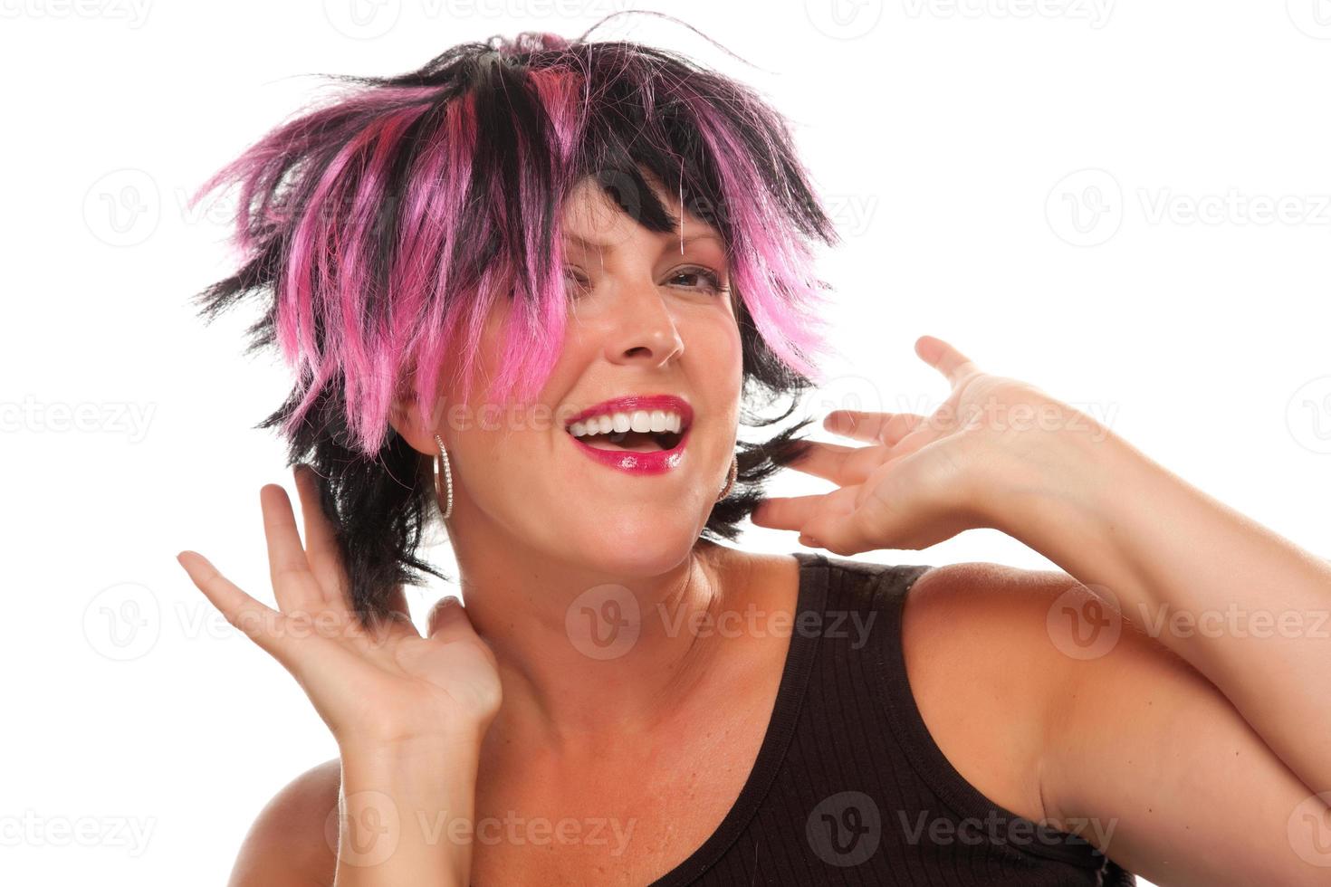 Pink And Black Haired Girl Portrait photo