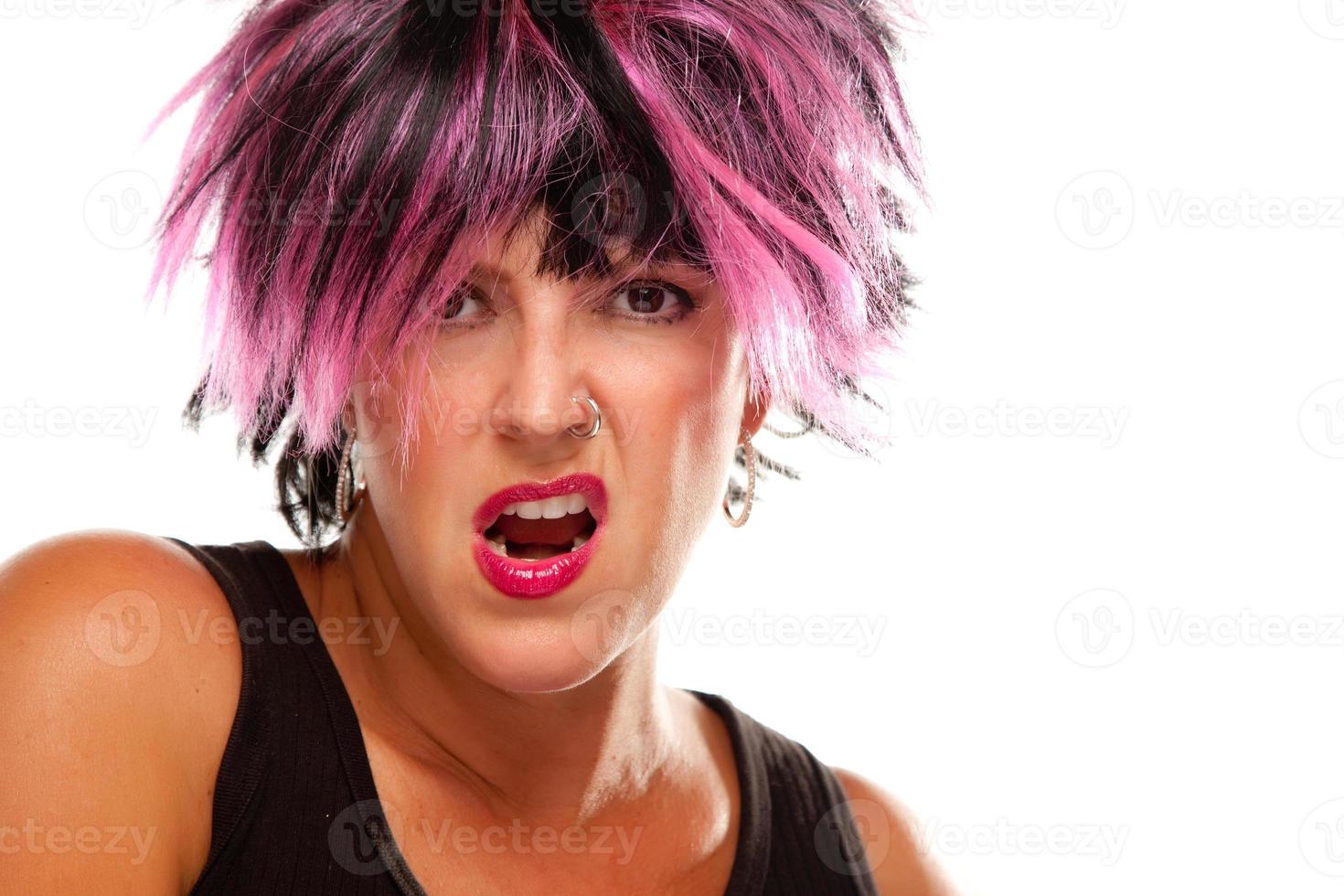 Pink And Black Haired Girl Portrait photo