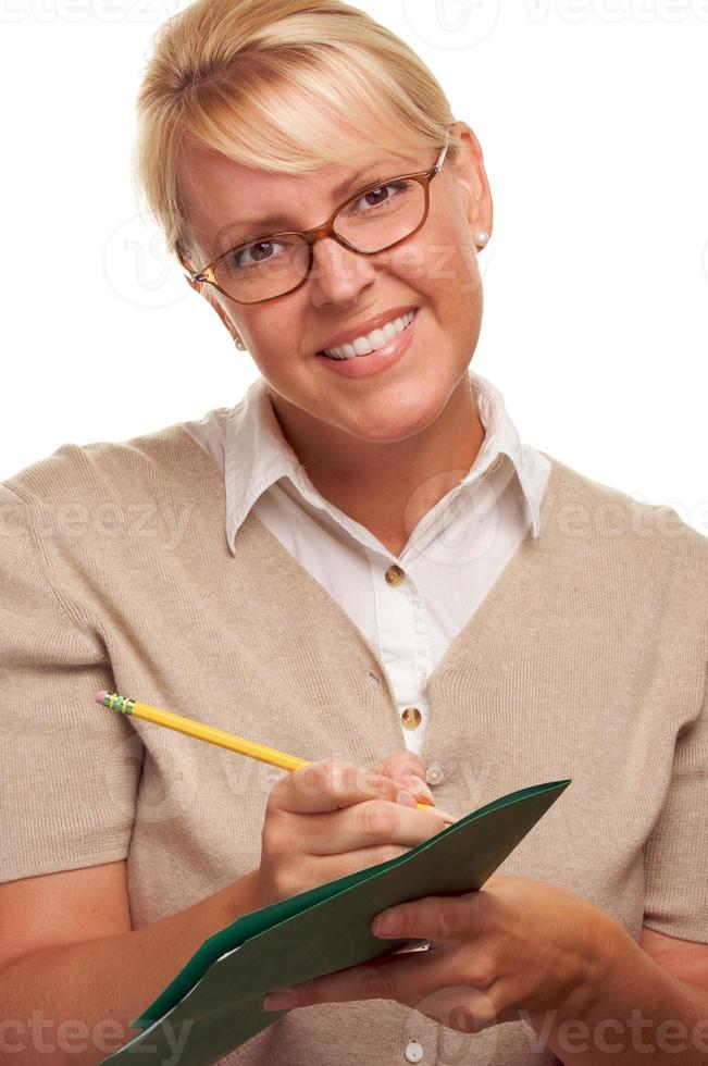 Beautiful Woman with Pencil and Folder photo