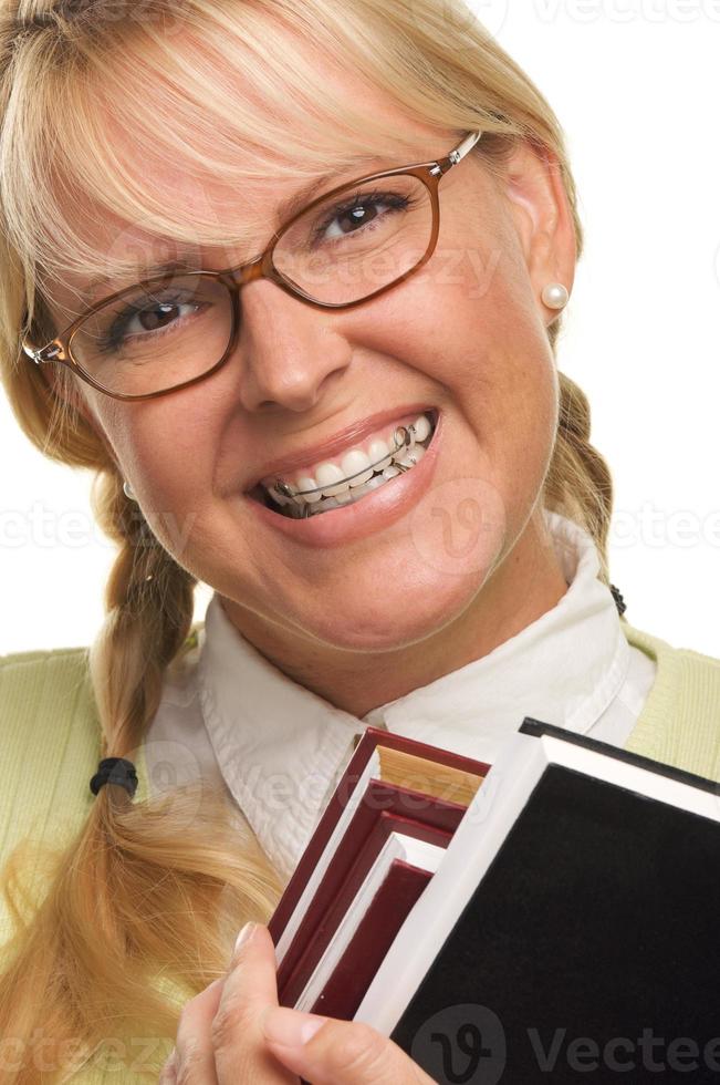 Cute Student with Retainer Carrying Her Books photo
