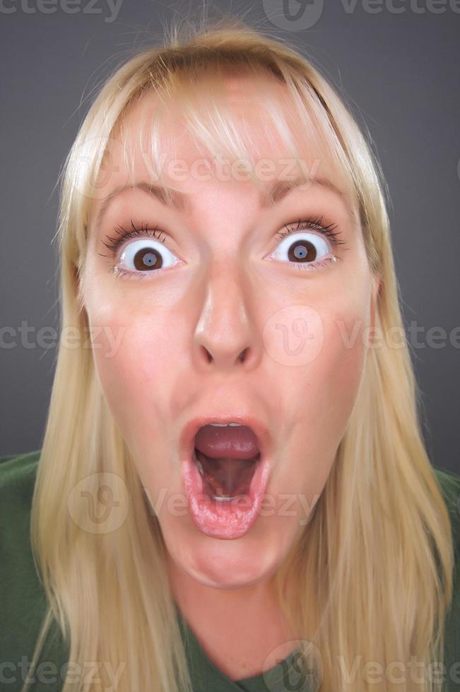 Shocked Blond Woman with Funny Face photo