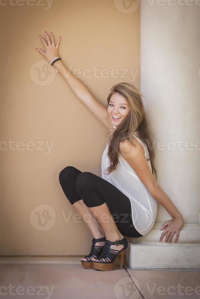 Attractive Mixed Race Girl Portrait photo