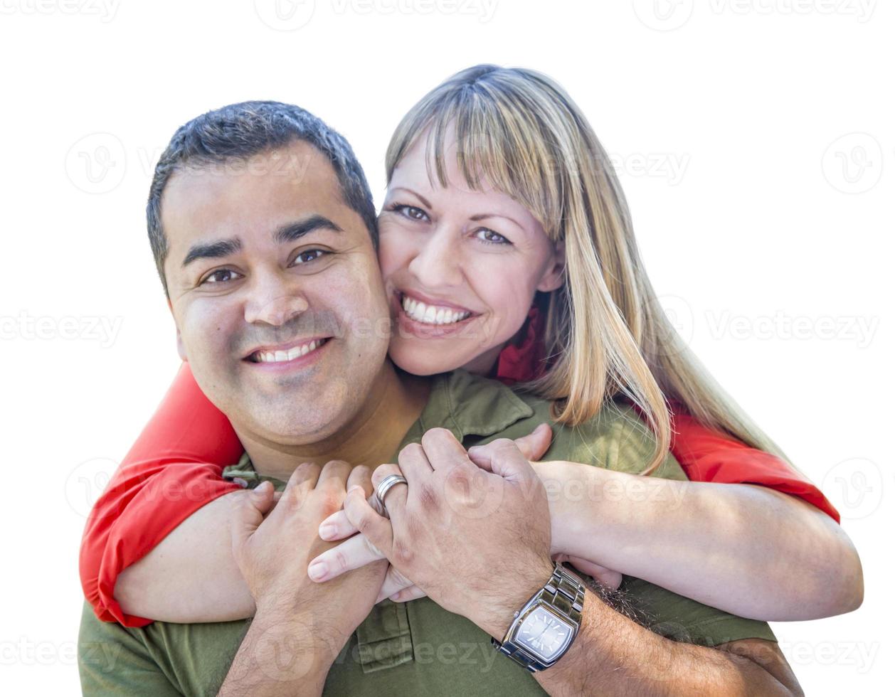 Attractive Mixed Race Couple on White photo