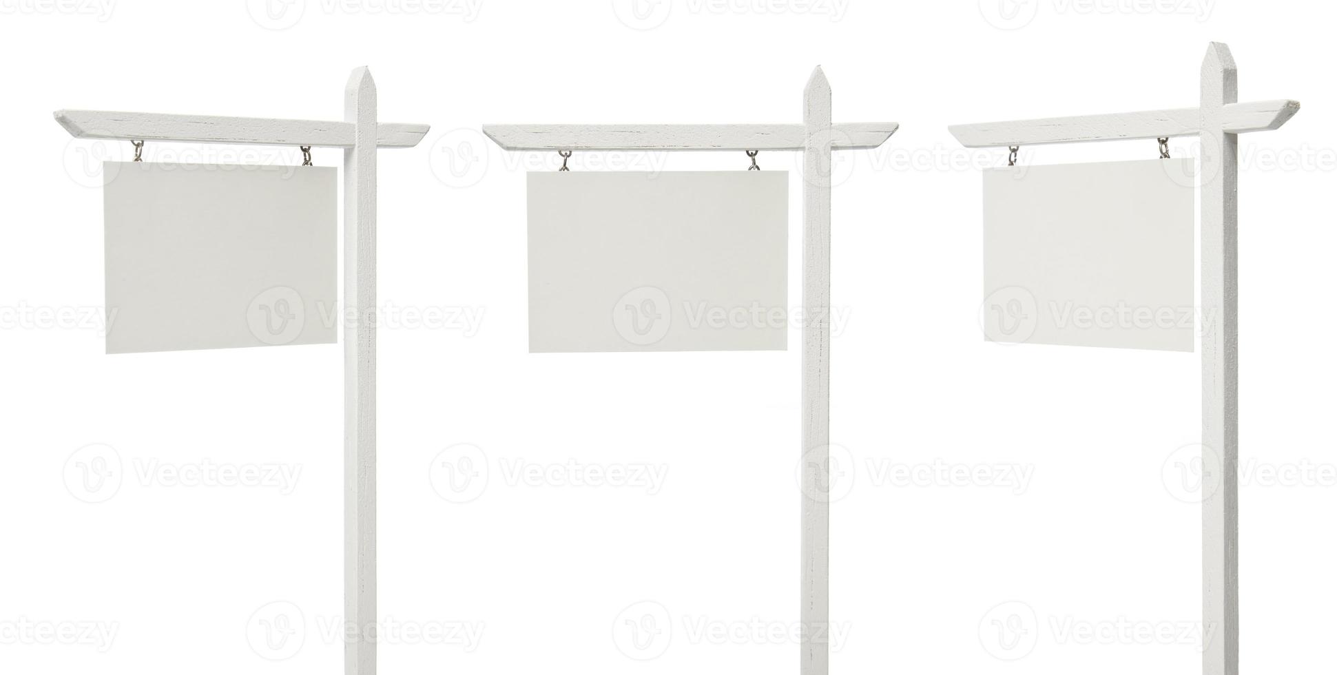 Set of 3 Different Angled Blank Real Estate Signs on White photo