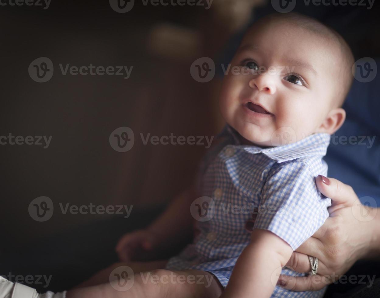 Cute Mixed Race Infant with Parents photo