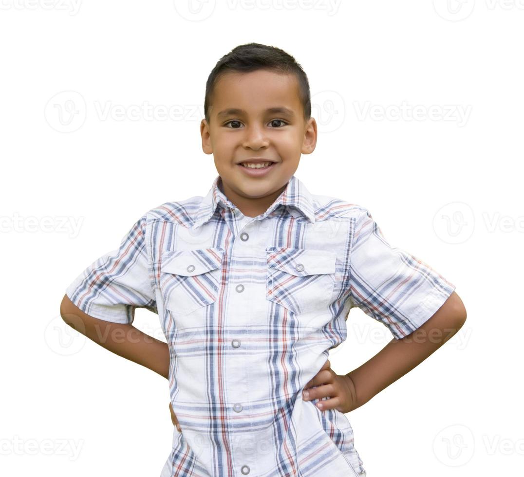 Young Hispanic Boy on White photo