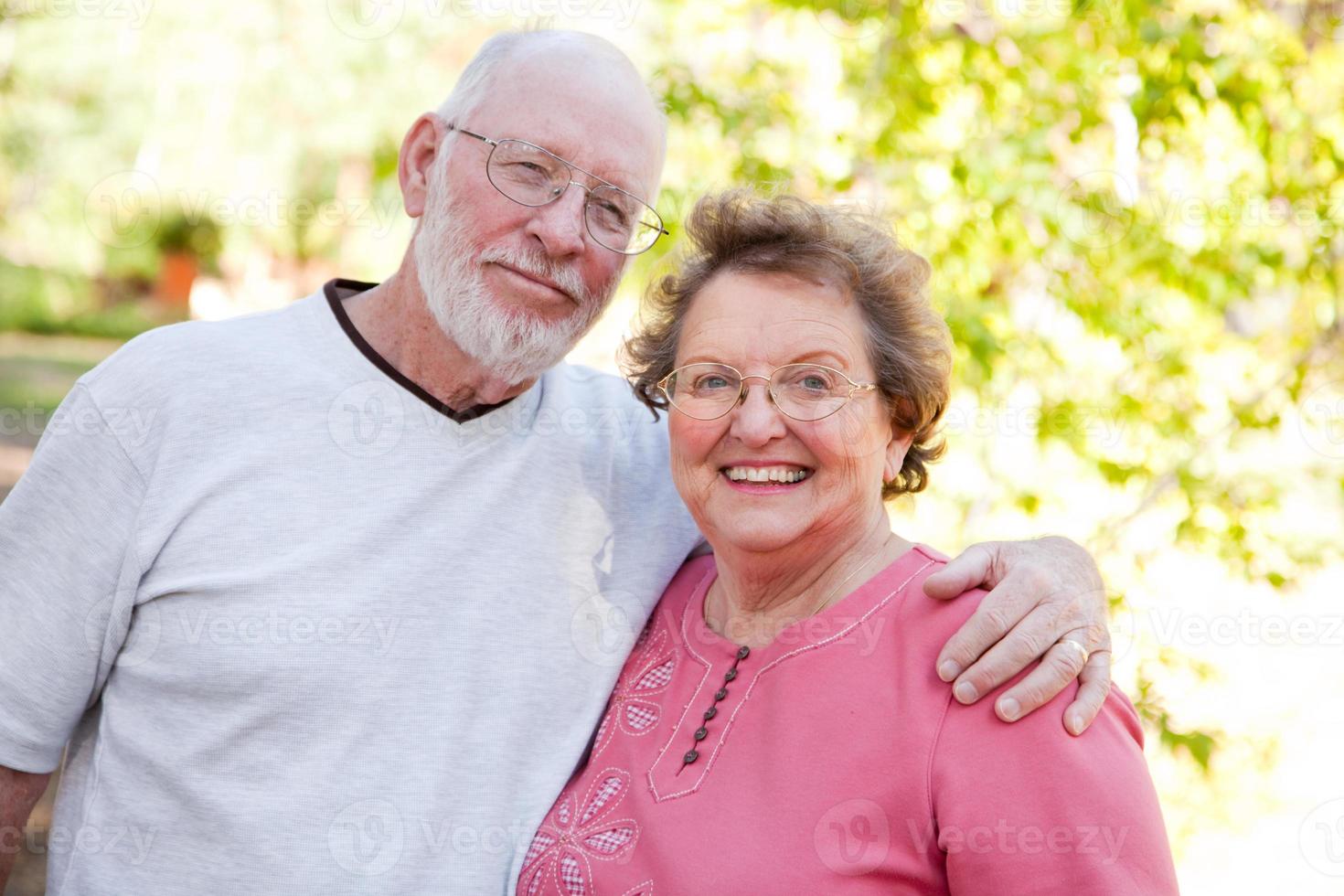 Loving Senior Couple Outdoors photo