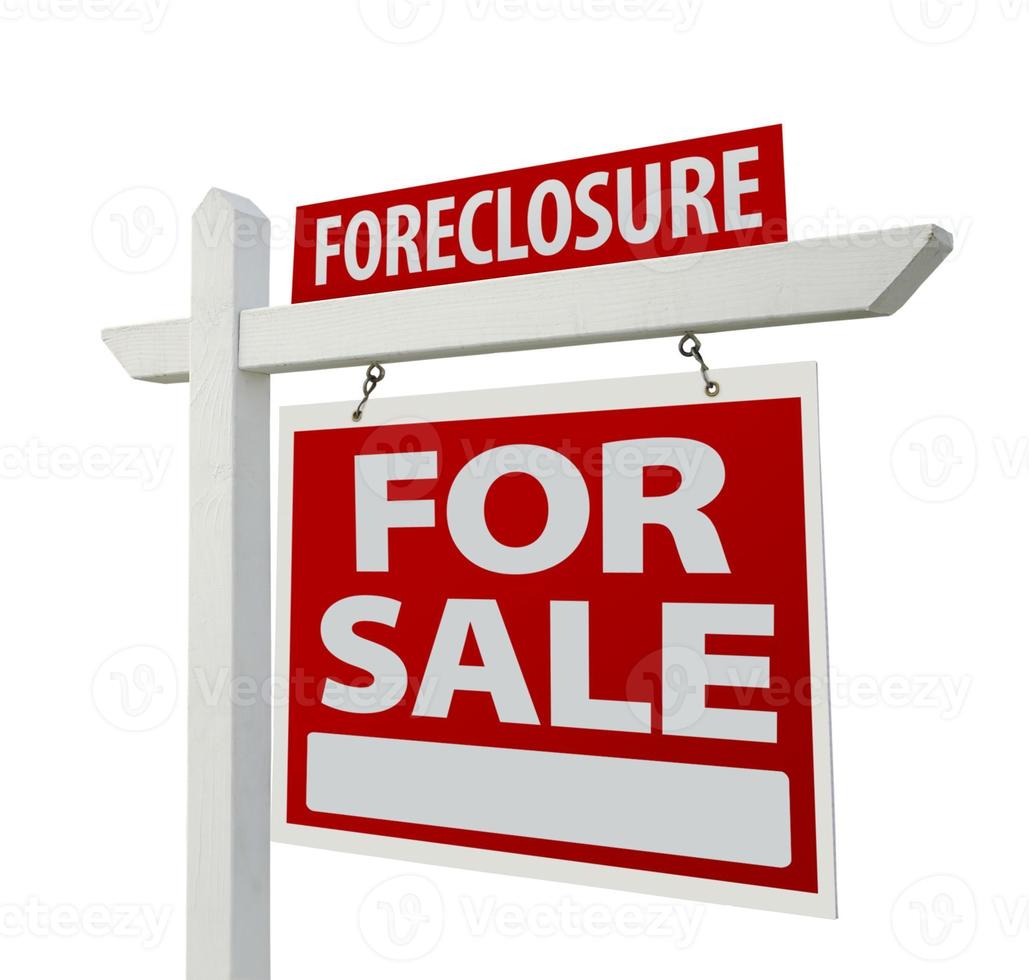 Foreclosure Home For Sale Real Estate Sign Isolated photo