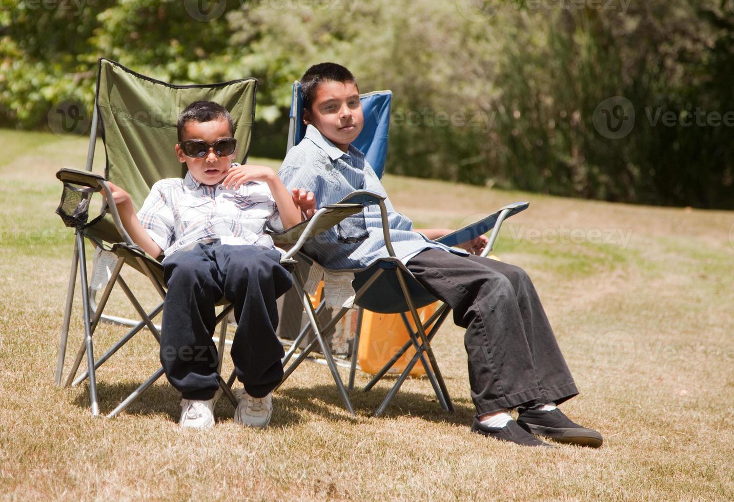 Two Hispanic Brothers at the Park photo