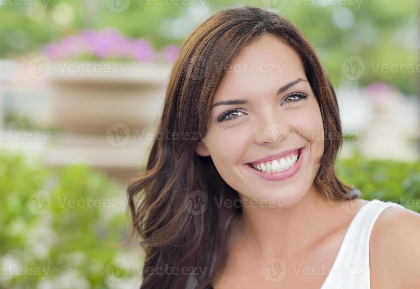 Pretty Mixed Race Girl Portrait Outdoors photo