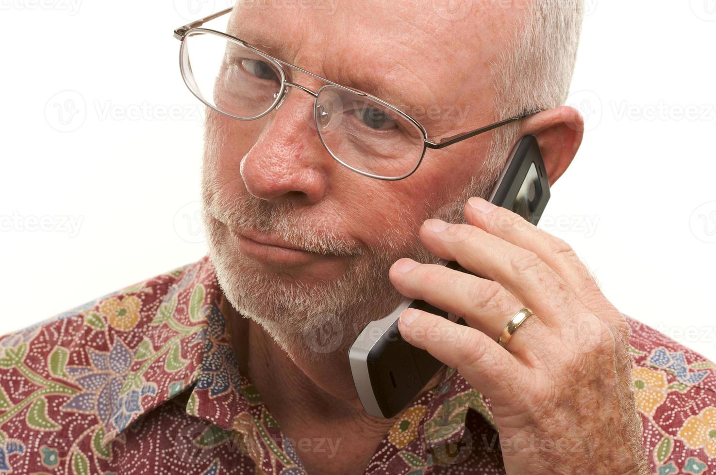 Senior Man Using Cell Phone photo