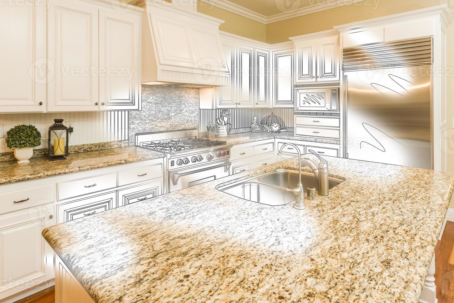 Custom Kitchen Design Drawing and Brushed Photo Combination