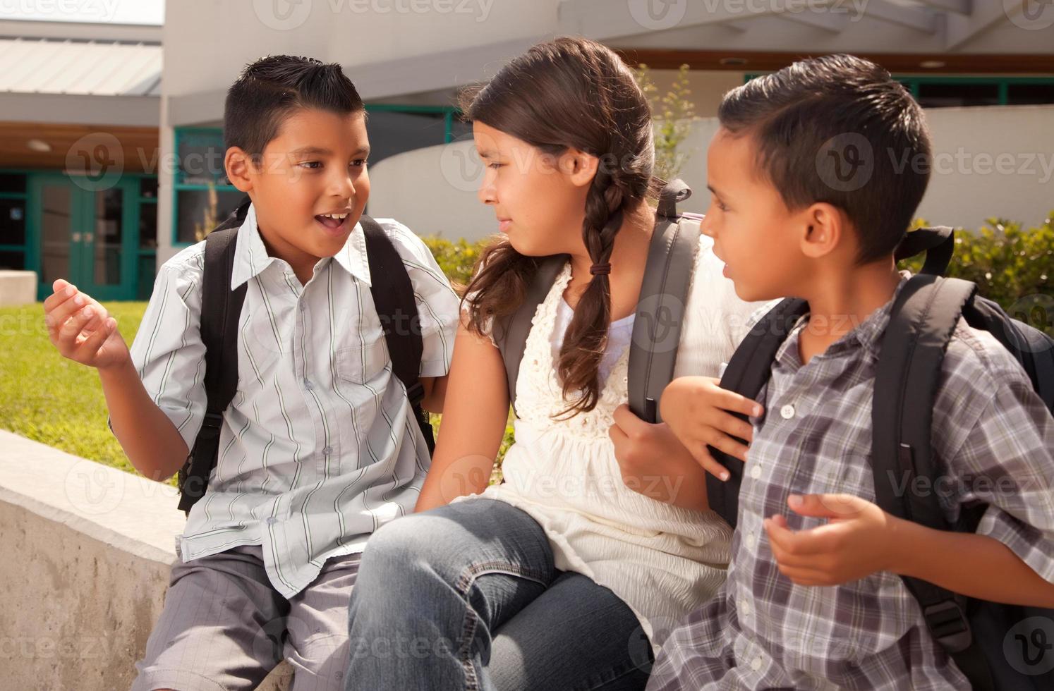 Cute Brothers and Sister Ready for School photo