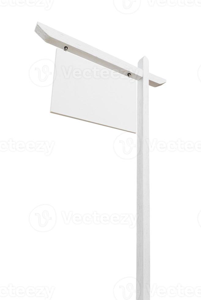 Blank Real Estate Sign Isolated on a White Background. photo